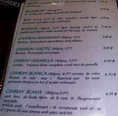 Menu Cervesera Artesana